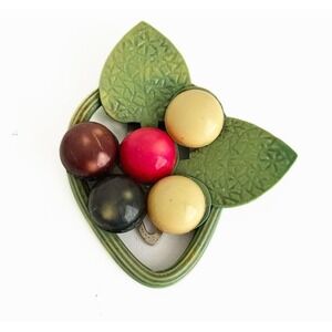 VTG Art Deco? Carved Molded Fruit Celluloid Dress Fur Clip 1930s Glows?